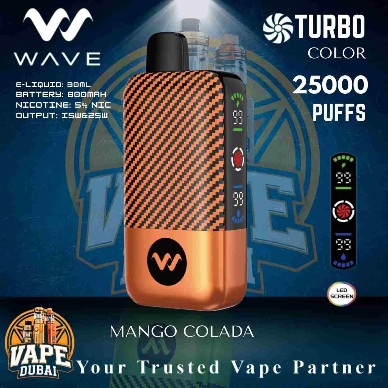 Turbo Wave 25000 Puffs Disposable Vape Front View – Dubai UAE