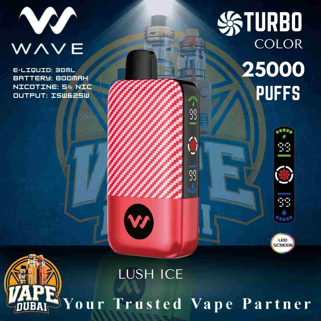 Buy Turbo Wave Vape 25000 Puffs Online – Best Price Dubai