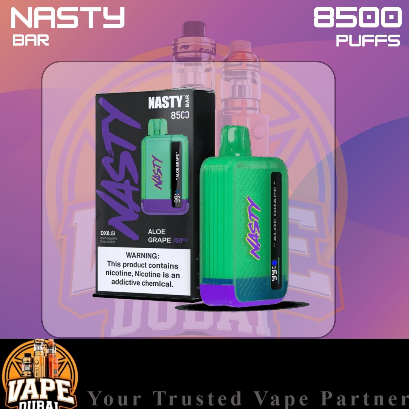 Nasty Bar Disposable Pod Vape – Front View UAE