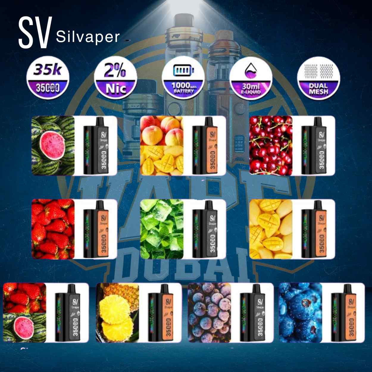 Silvaper 35000 Puff Vape Kit Packaging – Dubai Edition