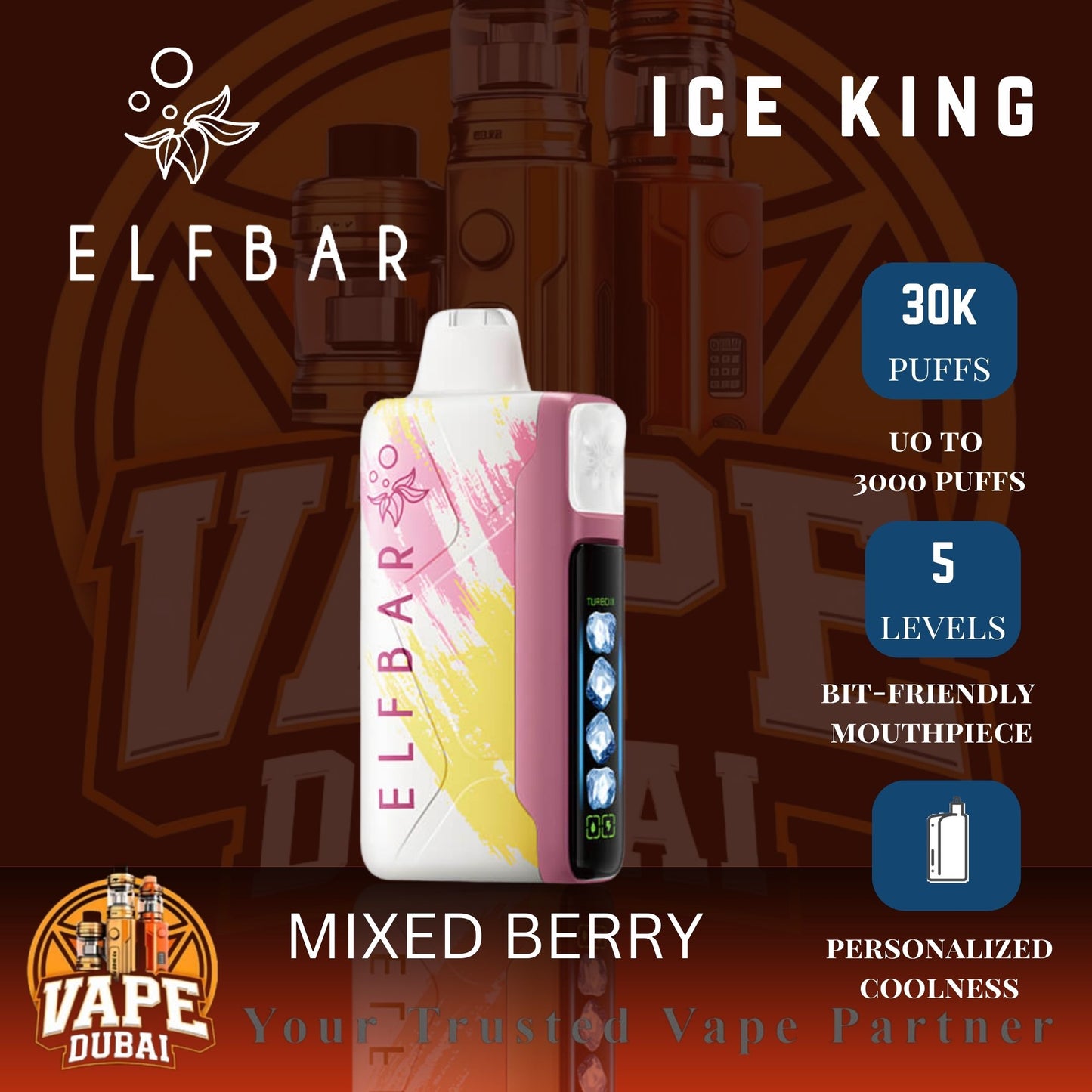 Affordable Elf Bar Ice King 30000 Puff Disposable Vape UAE