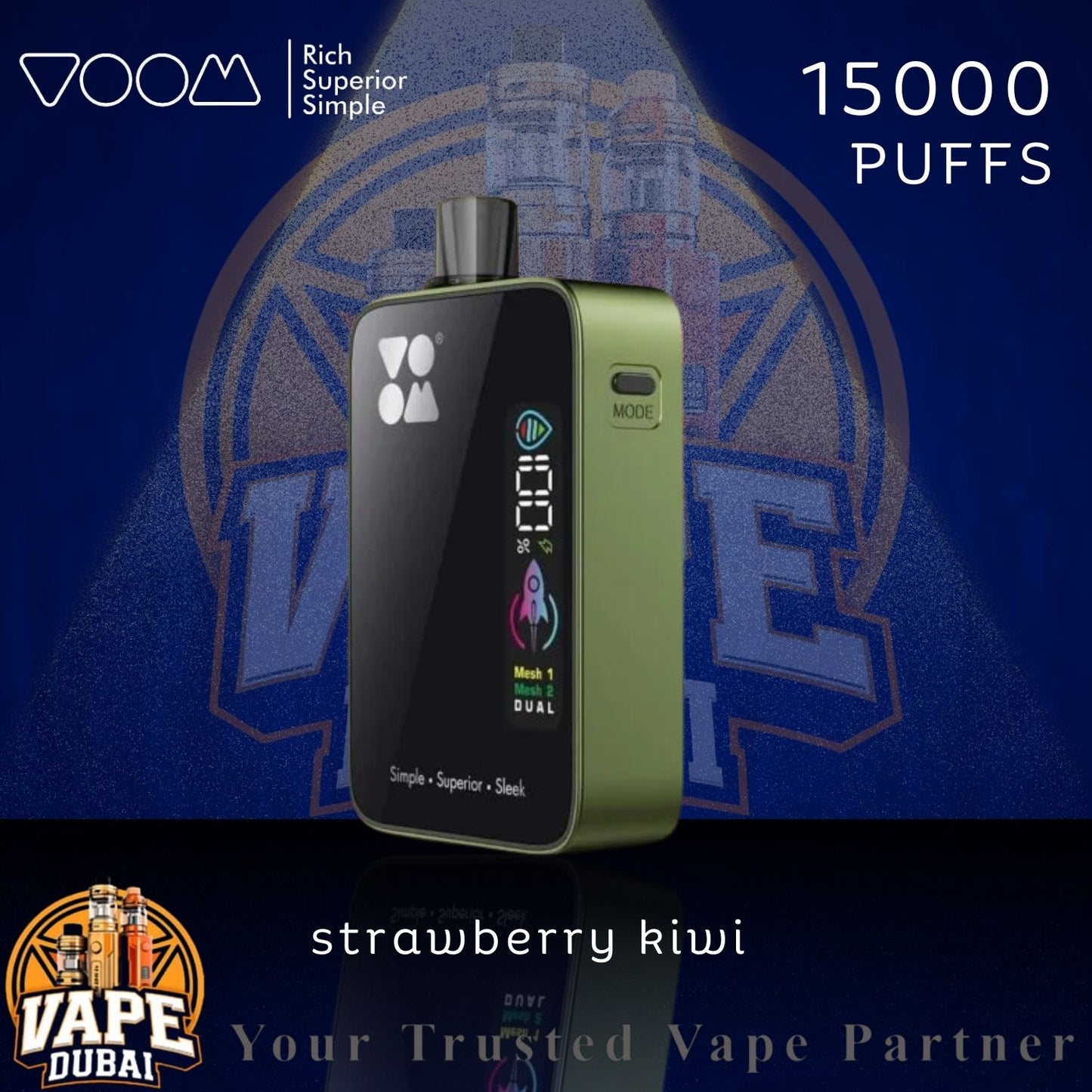 VOOM Brust 15000 Puffs Disposable Vape Front View – Dubai UAE 2025