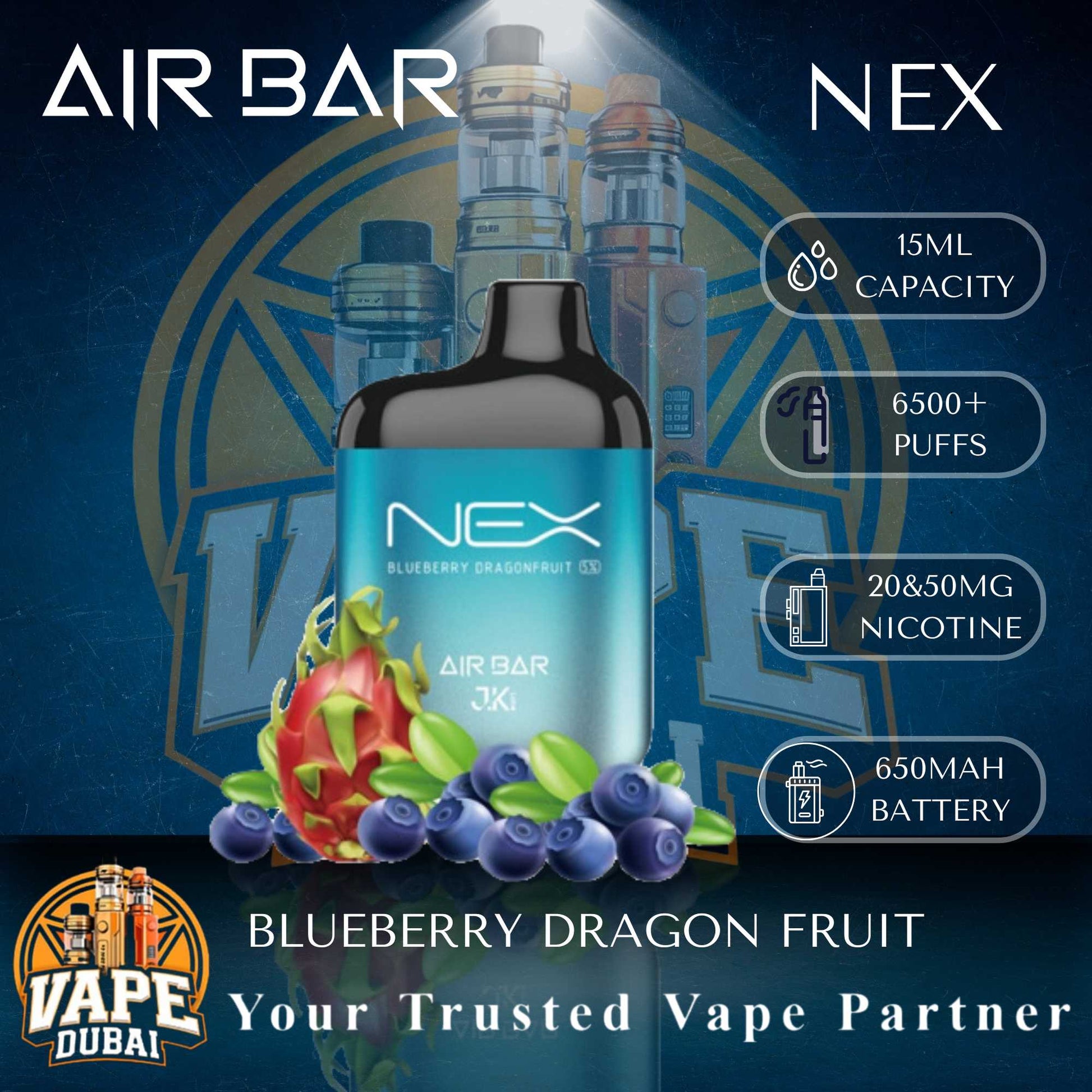 Side Profile of Air Bar Nex Disposable Pod 6500 Puffs – Dubai UAE