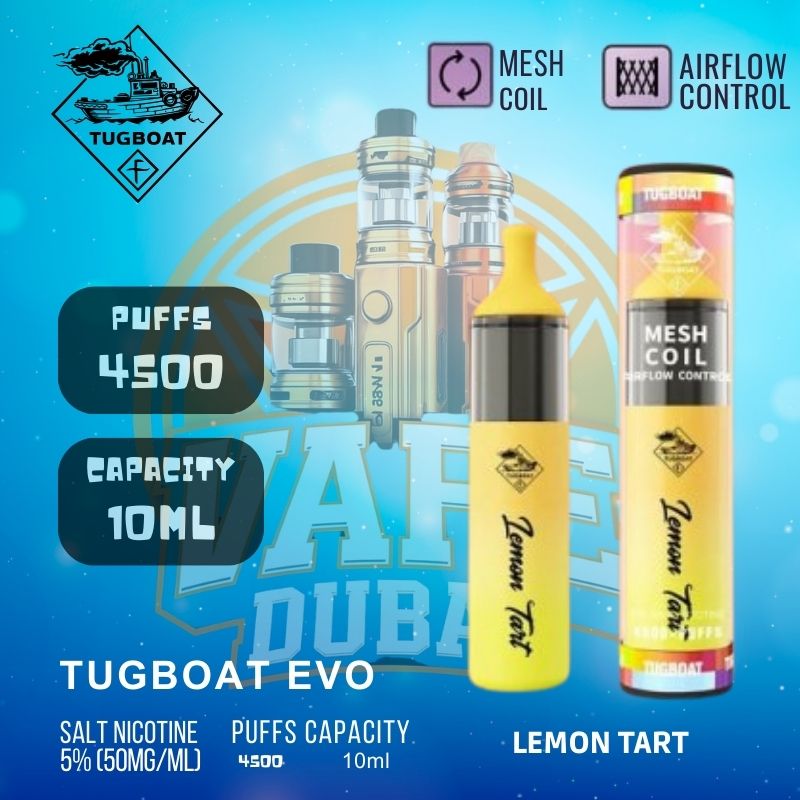 Tugboat Evo vape 4500 puffs with rich flavor – Dubai