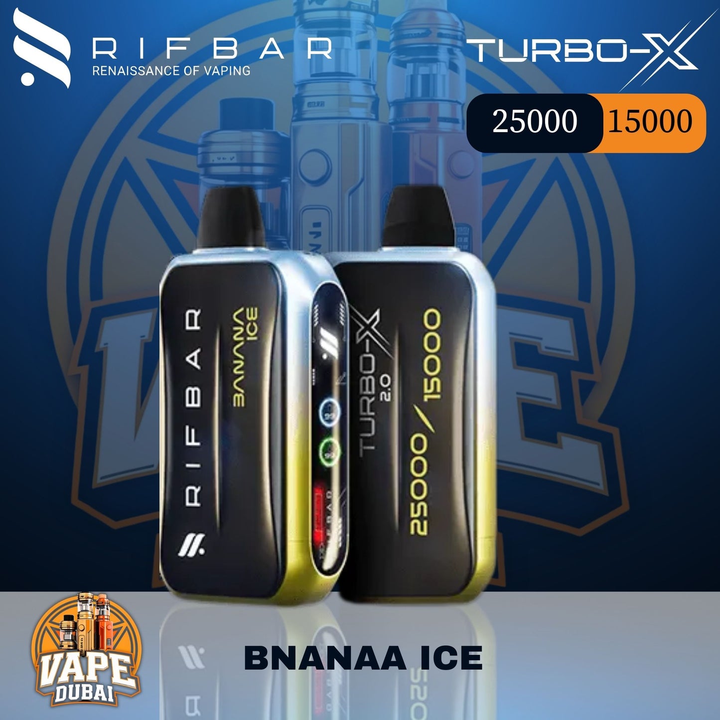 Side Profile of RIFBAR Turbo X 25000 Puffs – Dubai UAE