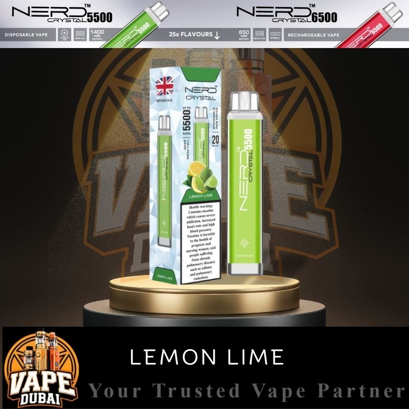 Original NERD Crystal 5500 Puffs disposable vape packaging in Dubai