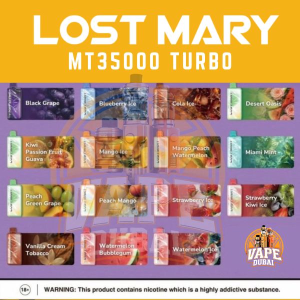 Assorted Lost Mary MT35000 Turbo Disposable Vape flavors lineup