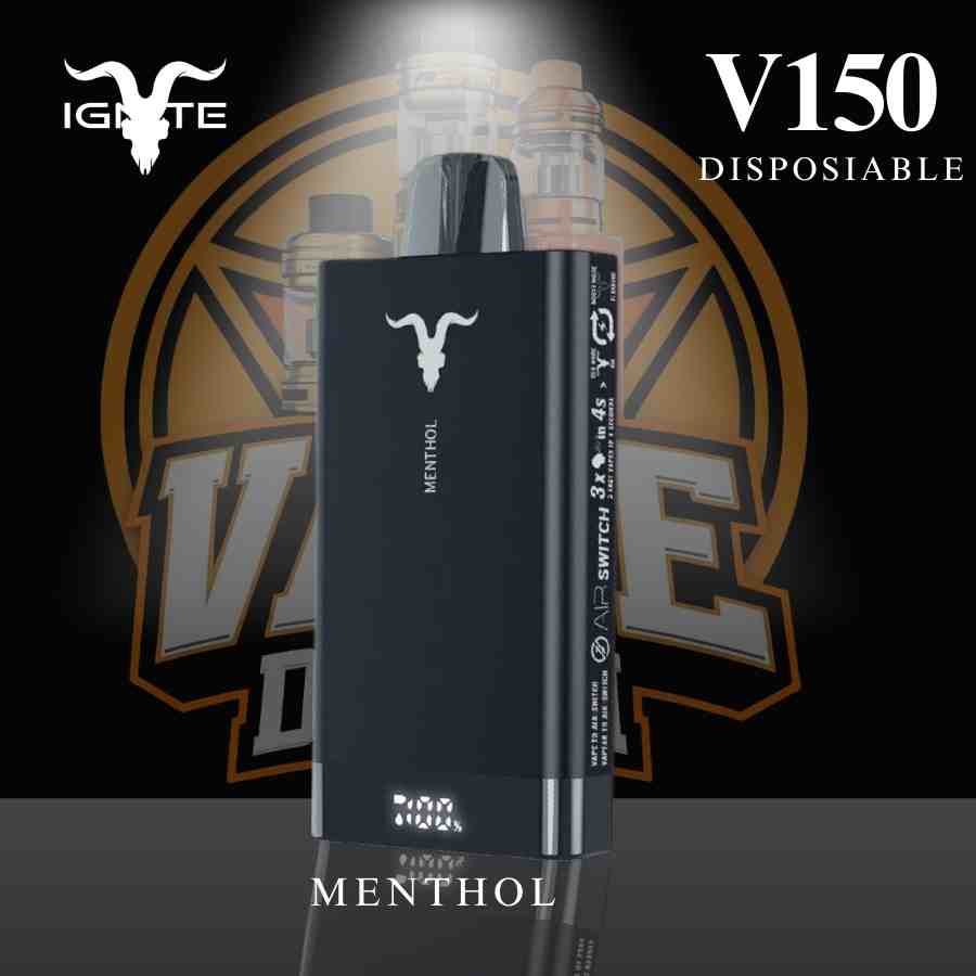 Close-up of IGNITE V150 15000 Puffs 50MG Disposable Vape in Dubai