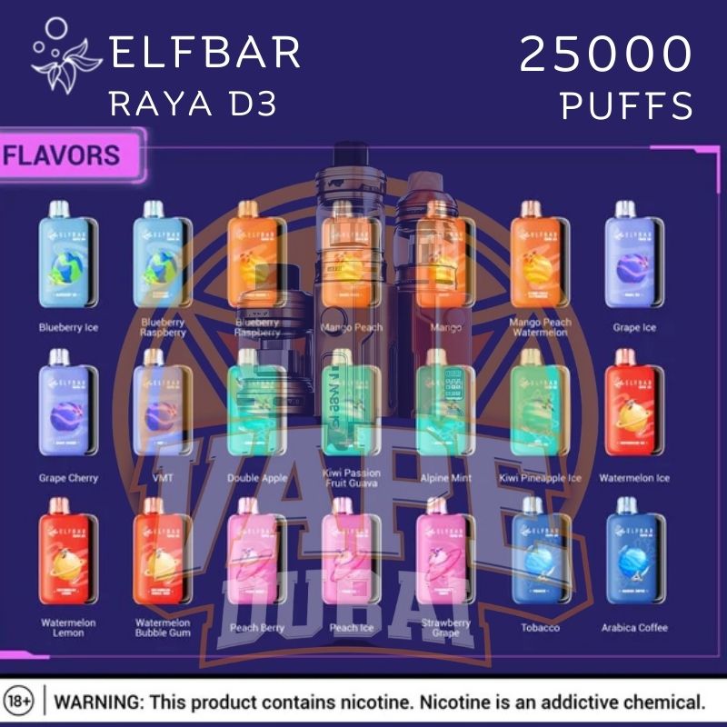 Close-up of Elfbar Raya D3 disposable vape

