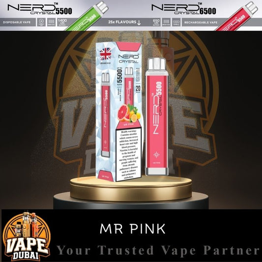 Buy NERD Crystal 5500 Puffs vape device online in Dubai - front view