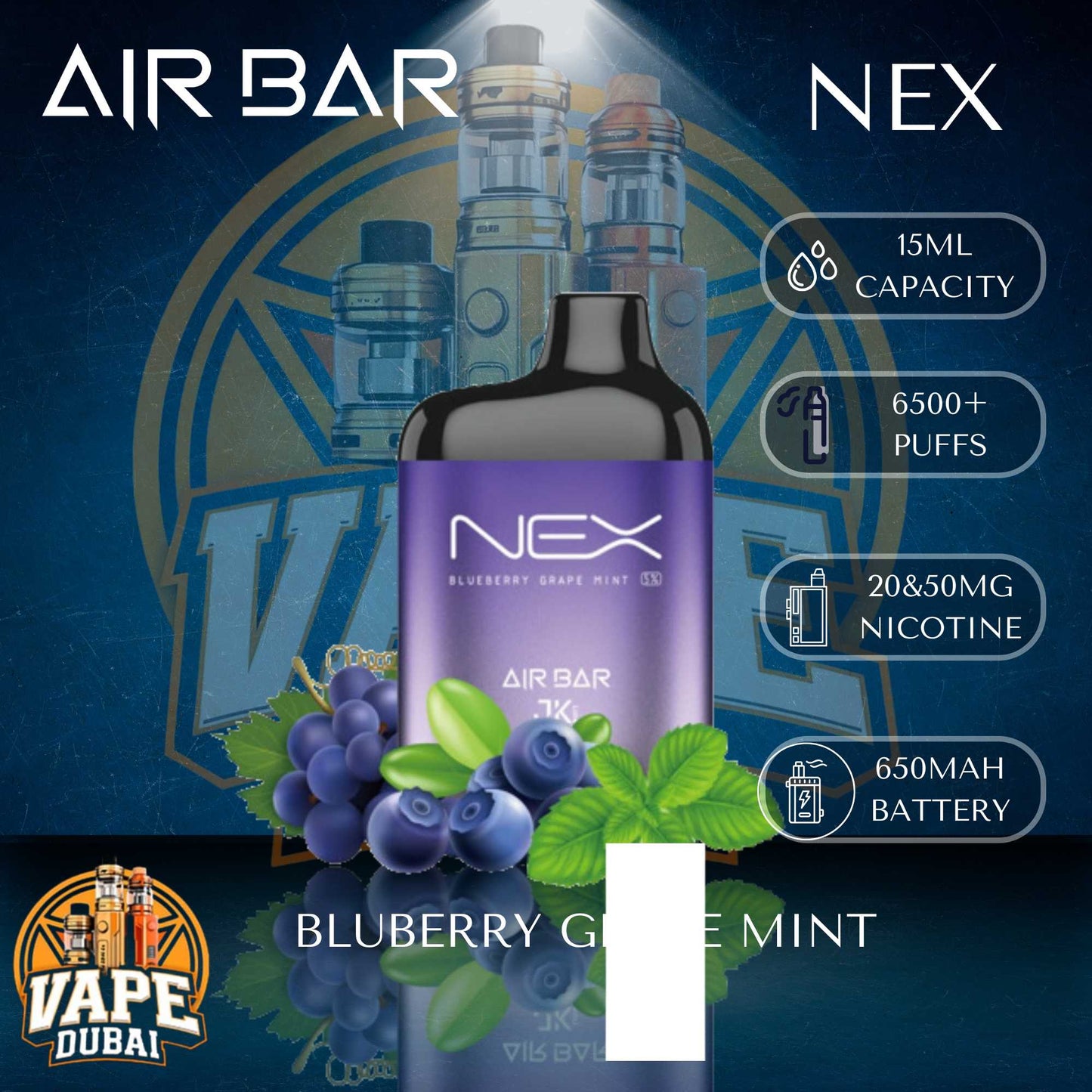 Air Bar Nex Disposable Pod 6500 Puffs – Display Screen – Dubai UAE